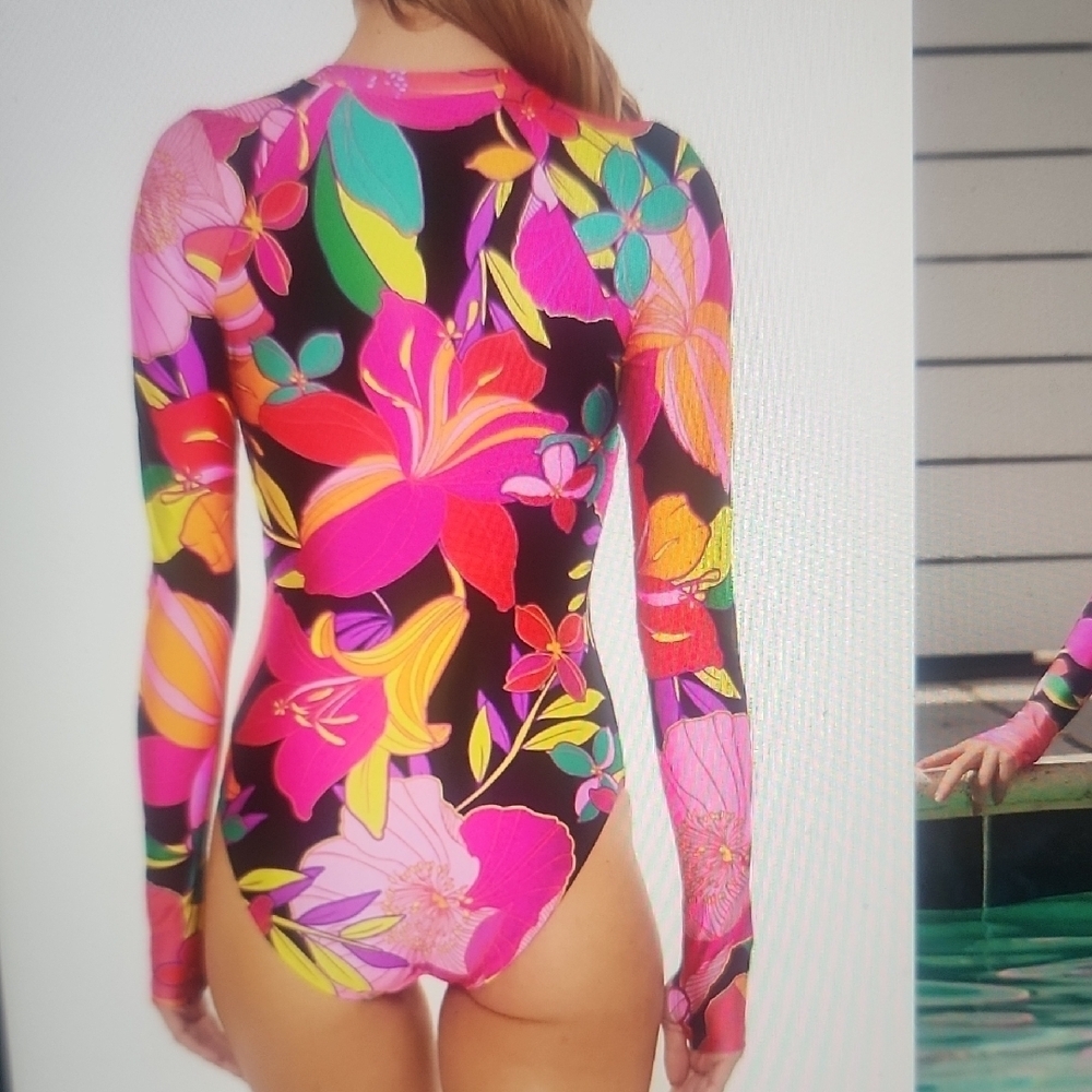 TRINA TURK SOLAR FLORAL ONE PIECE SWIMSUIT SIZE S - Picture 2 of 5